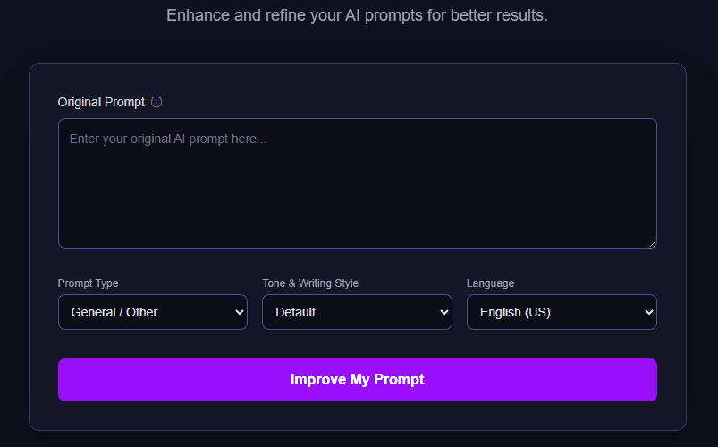 AI Prompt Improver tool interface example